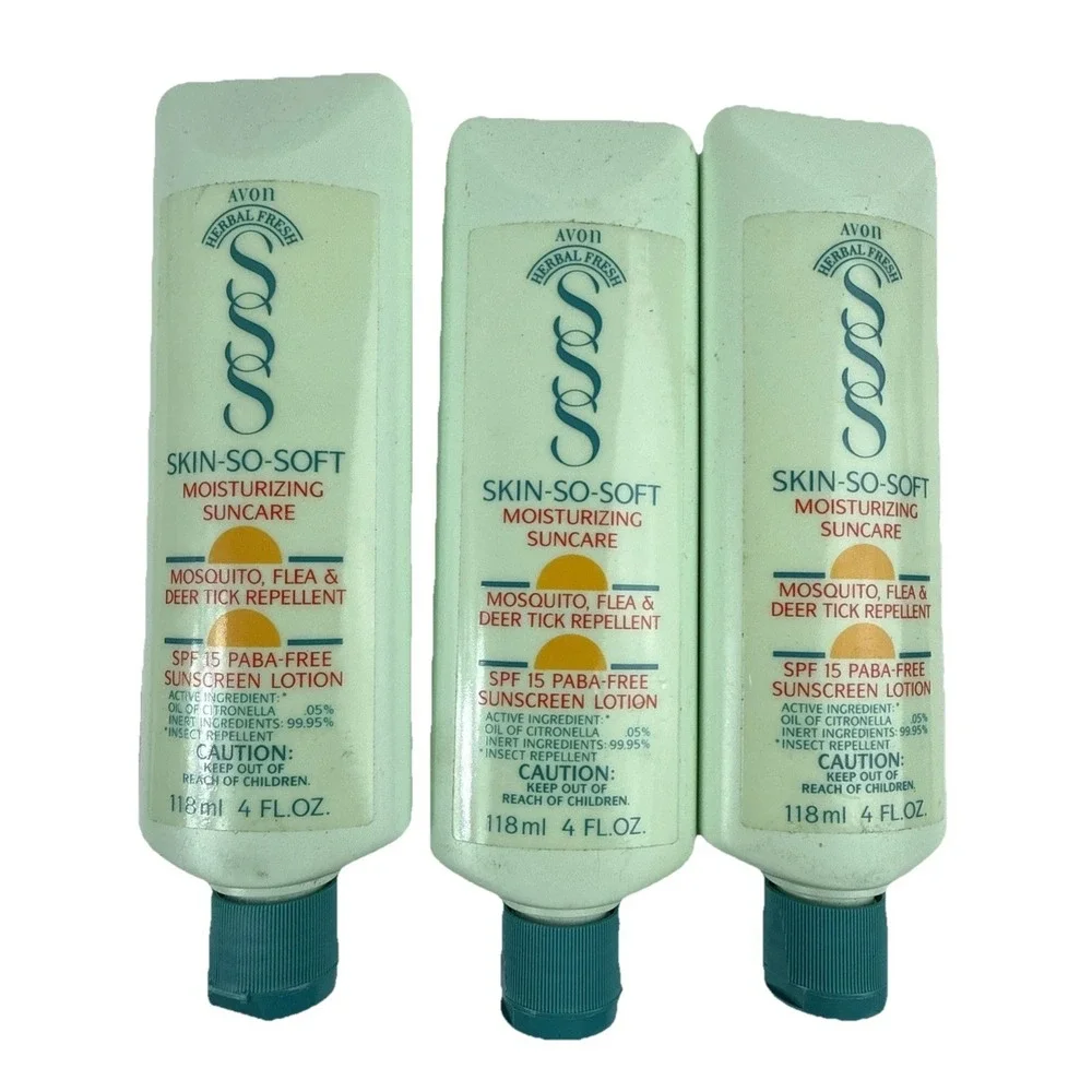 3pk Avon Skin So Soft Sunscreen SPF 15 Moisturizing Sun Care Camping Lotion 4oz